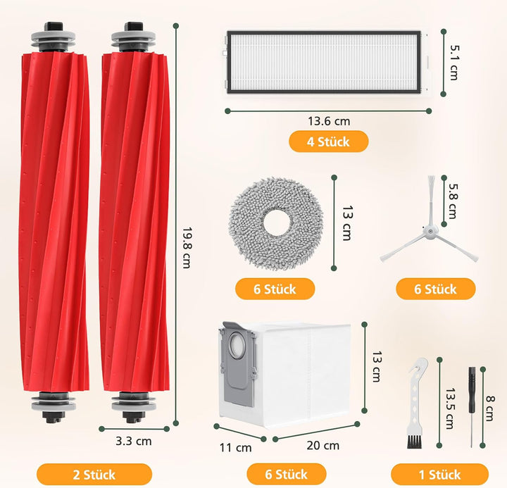 26 Pack Qrevo S Zubehör für Roborock Qrevo Pro/Qrevo S/Qrevo MaxV [Nicht für Qrevo] Staubsauger, 2 H
