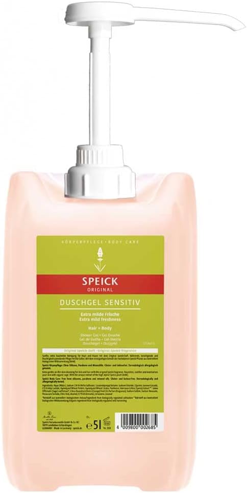Speick Original Sensitiv Duschgel + Shampoo inklusive Dosierpumpe 5 Liter Nachfüll Kanister