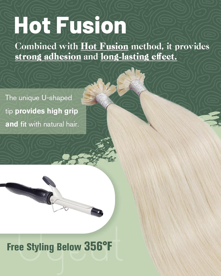 Ugeat U Tip Extensions Echthaar Bondings 50cm Platinblond Weich Bonding Extensions Echthaar Blond Ha