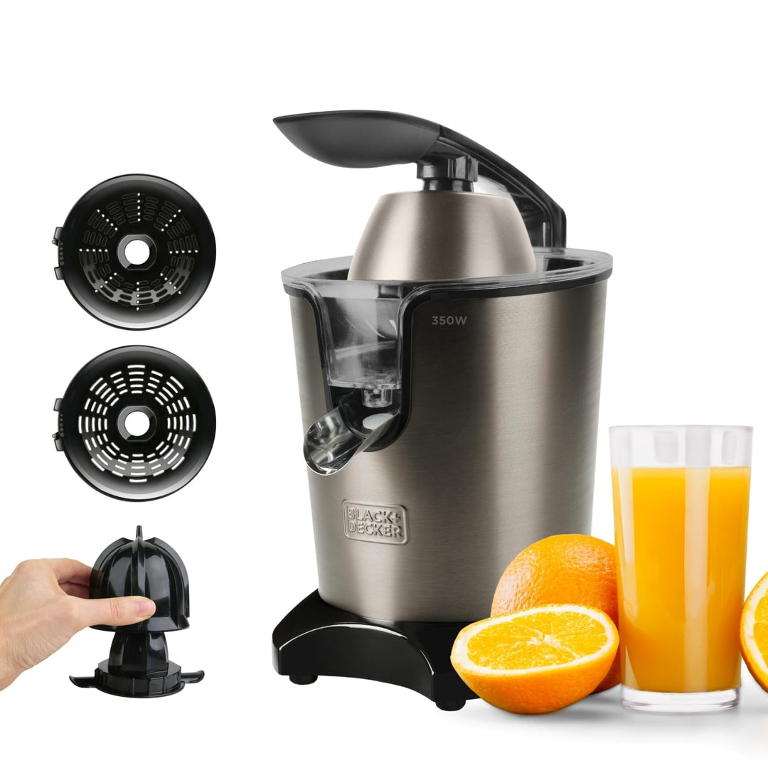 Black+Decker BXCJ350E - Elektrische Saftpresse 350W. Professioneller Wechselstrommotor. Extra Filter