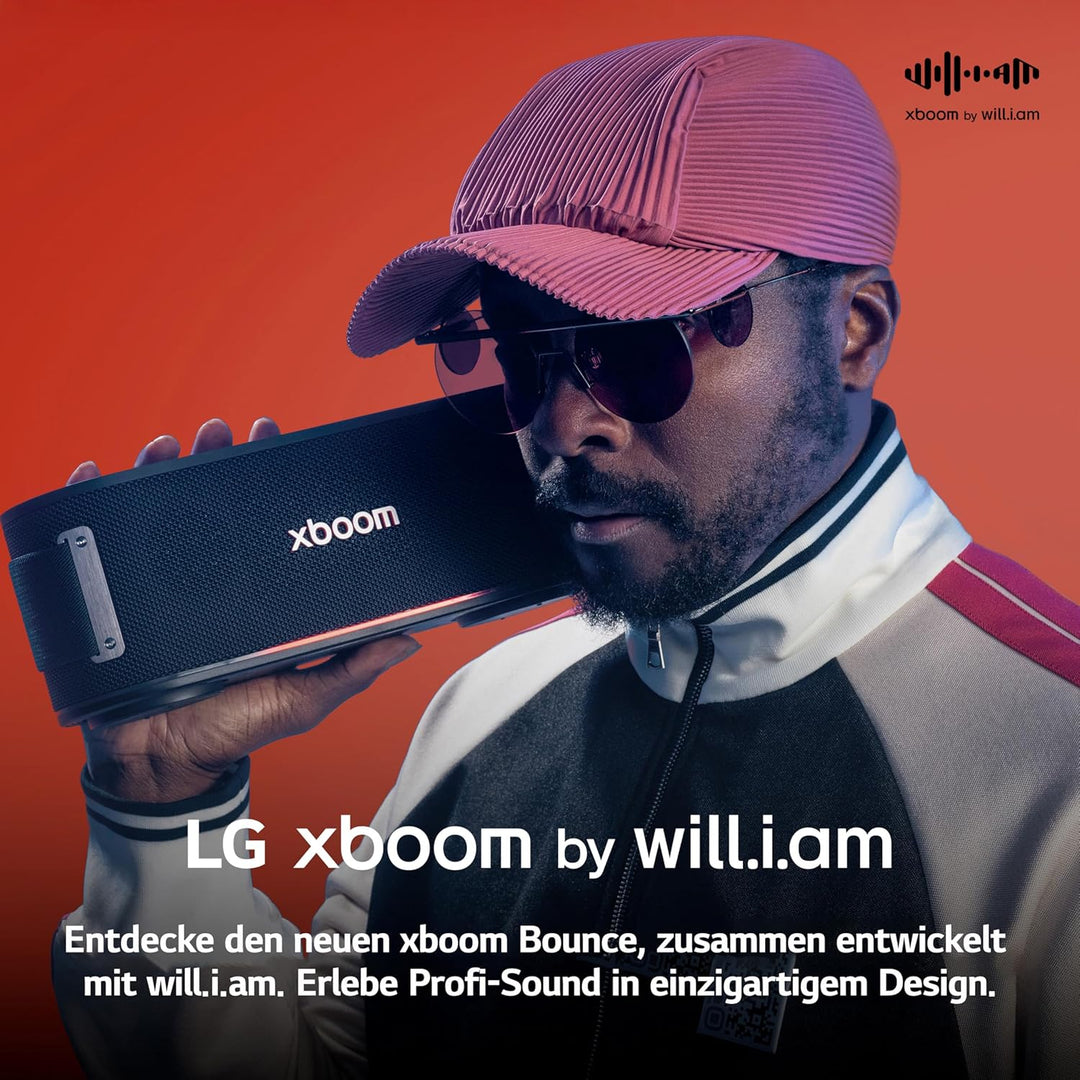 LG xboom Bounce by will.i.am, tragbarer Bluetooth-Lautsprecher (Signature Sound, nach Oben gerichtet