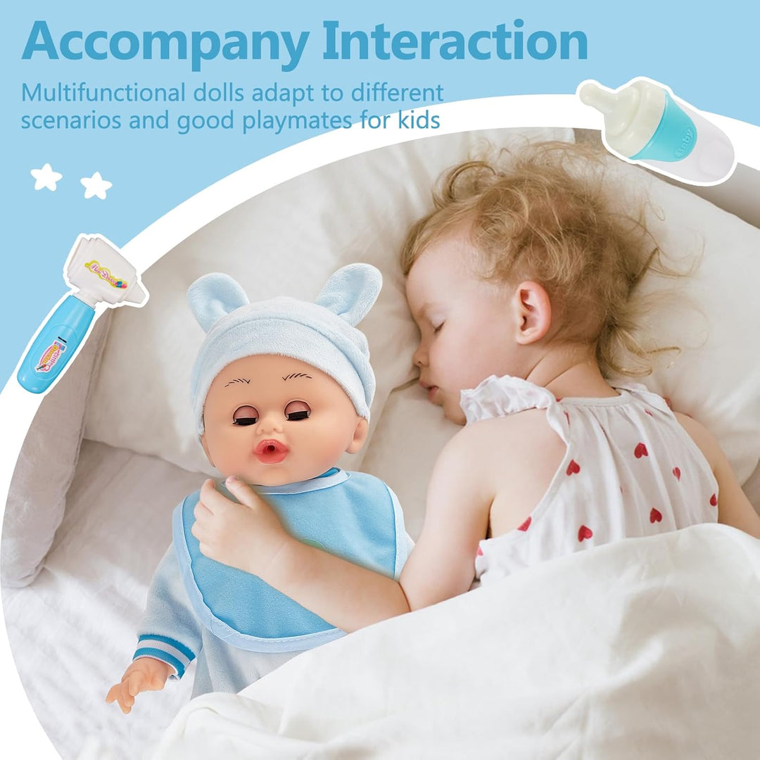 HERSITY Babypuppen Spielzeug mit 12 Ton, Sprechende Babypuppe Kinder Automatisches Öffnen und Schlie