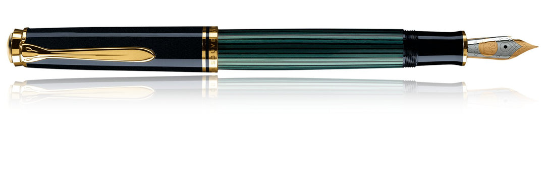 Pelikan Kolbenfüllhalter Souverän M 600 schwarz/grün Bicolor-Goldfeder EF Federbreite EF, Federbreit