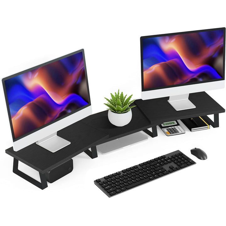 Aothia Gross Monitorständer,2- oder 3-Monitor Stand,Bildschirmerhöhung mit verstellbarer Länge und W