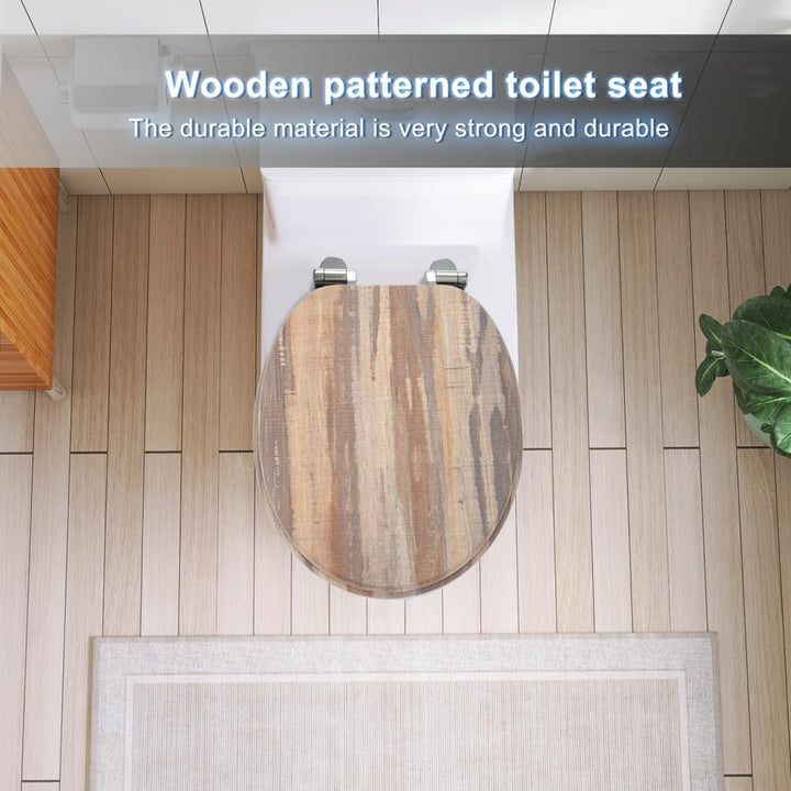 SAINOS,WC Sitz mit Absenkautomatik,Toilettendeckel aus Holz,Stabile Qualität,Einfache Reinigung 002f