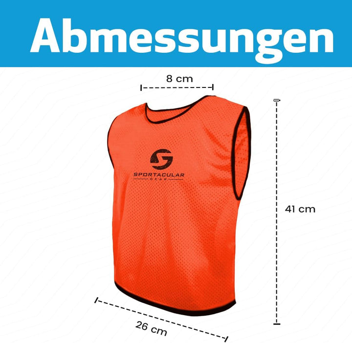 Sportacular Gear 10er Set Trainingsleibchen in versch. Farben und Grössen I Markierungshemden, Hemdc