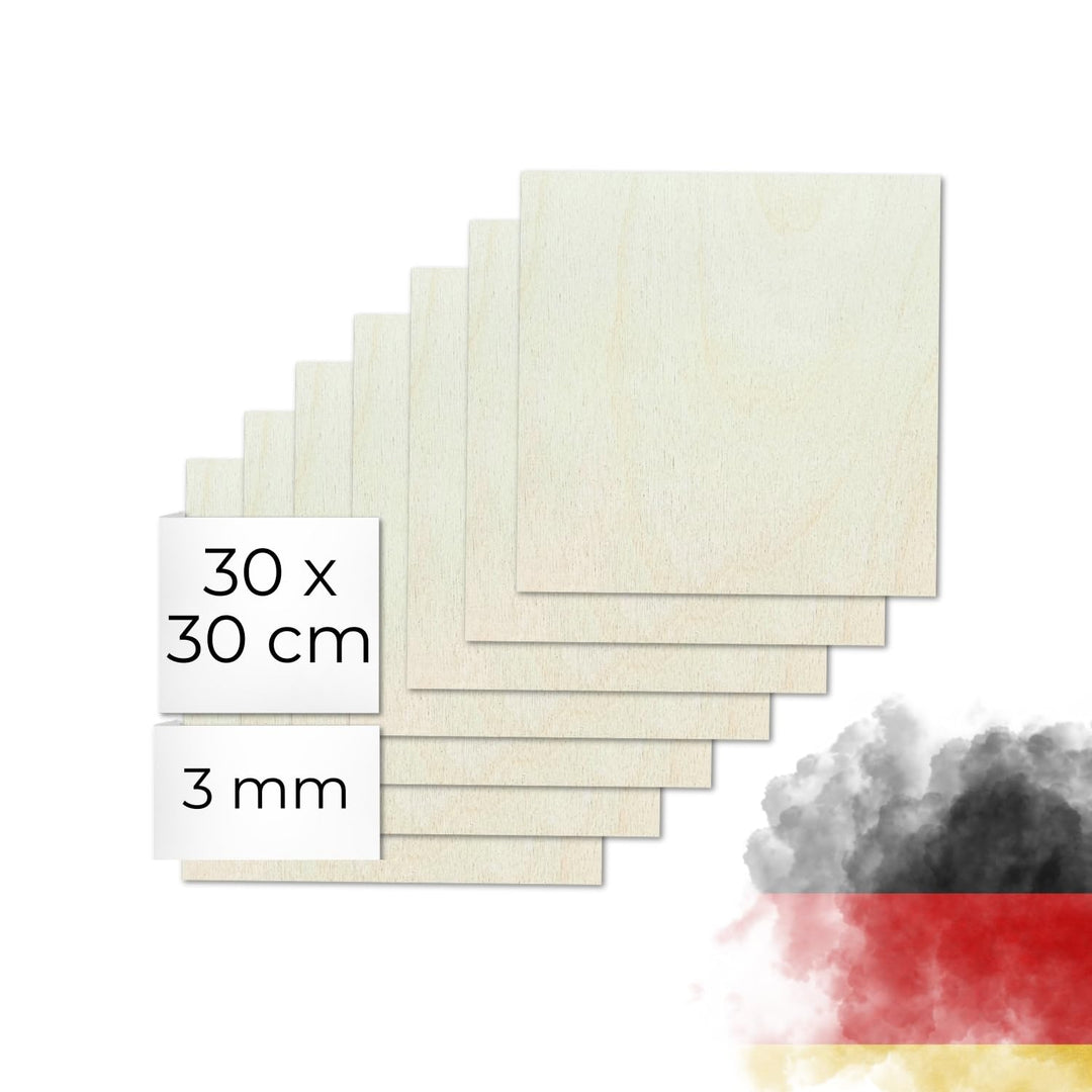 Sperrholz Birke 3mm - Premium Holzplatten für Lasercut, Gravur, Basteln, glatte Oberfläche, ideal fü