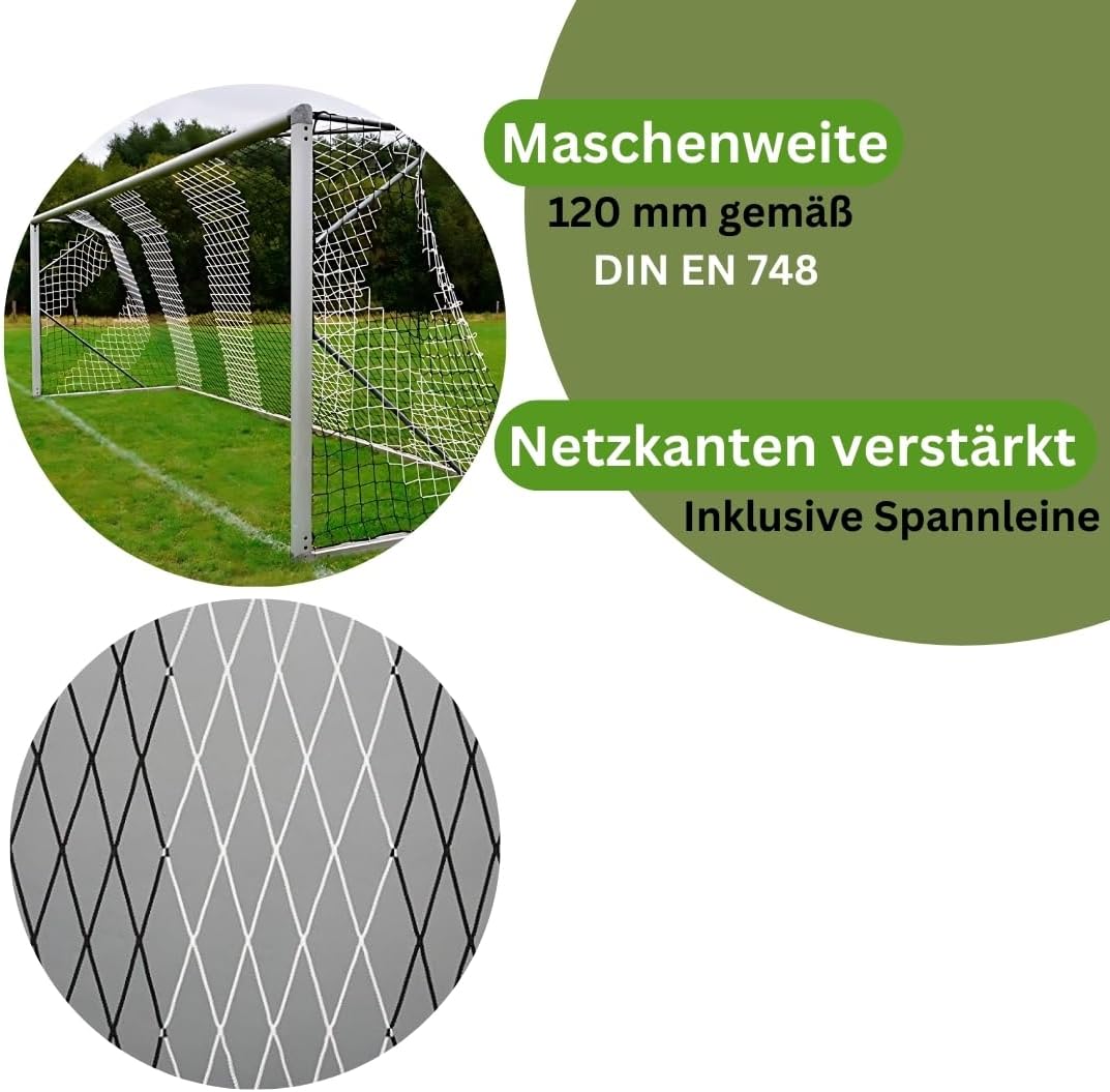 Fussball Tornetz Fussballtornetz 5,15 m x 2,05 m Tiefe Oben 1,00 unten 1,00 m Fussballnetz zweifarbi