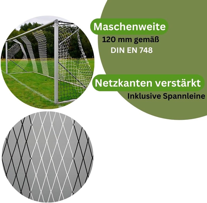 Fussball Tornetz Fussballtornetz 7,50 m x 2,50 m Tiefe Oben 0,80 unten 1,50 m Fussballnetz zweifarbi