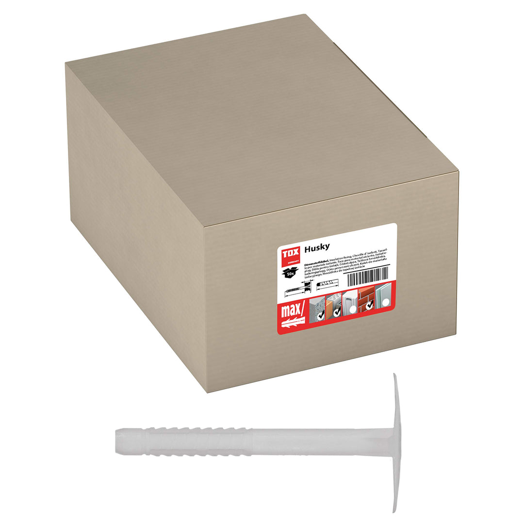 TOX Dämmstoffdübel Husky 8 x 100 mm, Schlagdübel mit Kunststoffnagel, 50 Stück, 02210244, 8 x 100 mm
