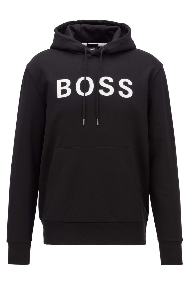 BOSS Herren Seeger 26 BB Kapuzenpullover aus merzerisierter Baumwolle mit gummiertem Logo-Print