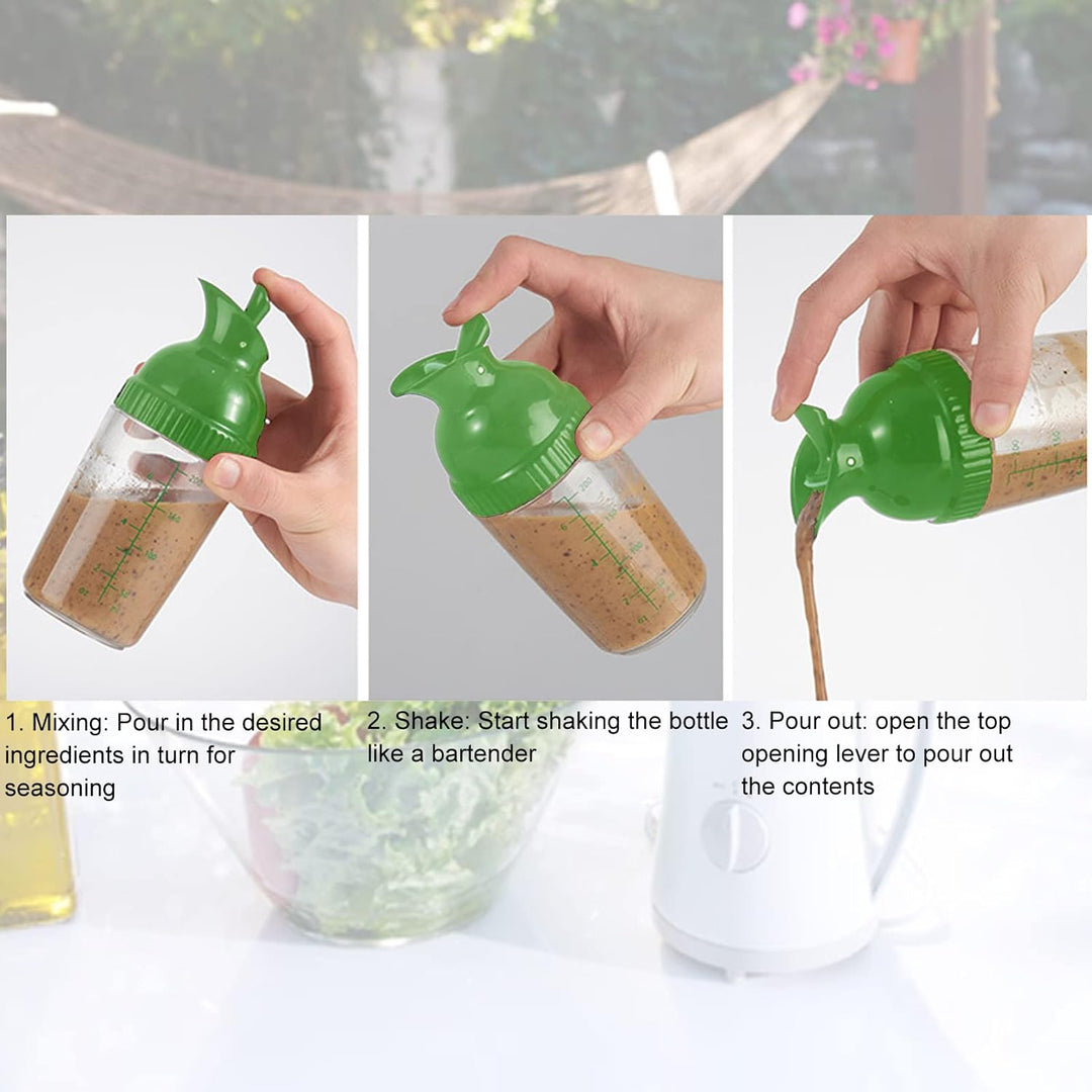 Salat-Dressing-Shaker, 200 Ml, Auslaufsicherer Glas-Dressing-Flaschenmixer, Einhändig Bedienbar, Spü