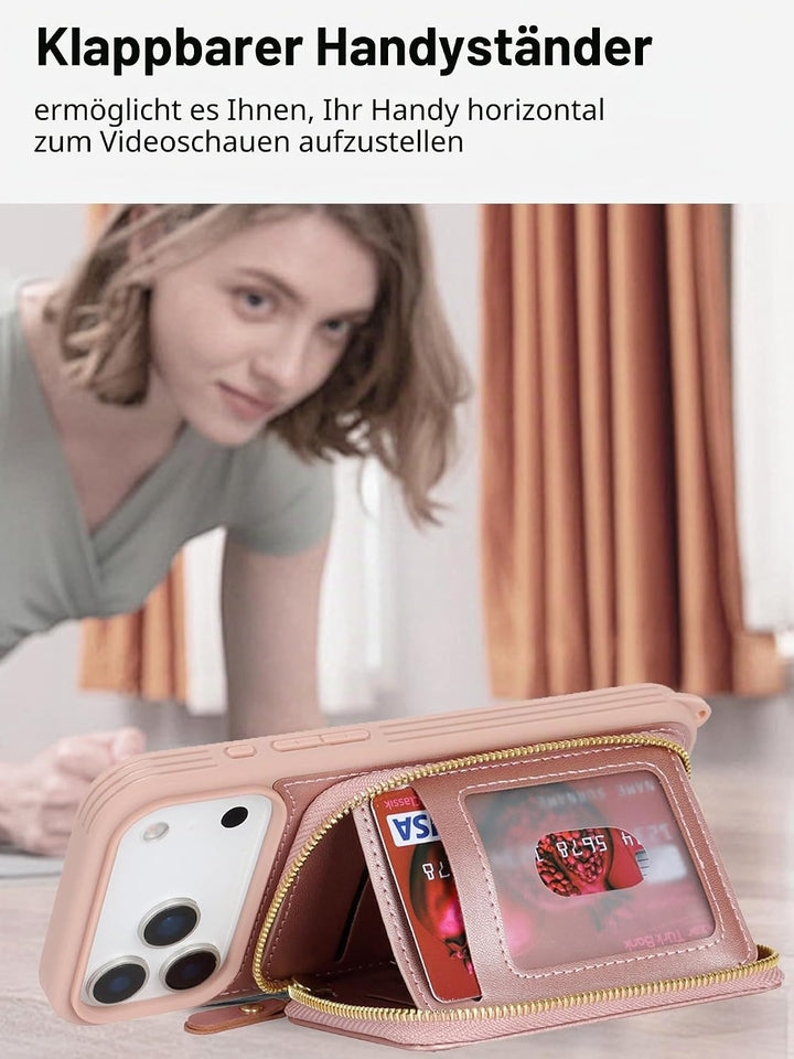 ELTEKER Handyhülle für iPhone 17 Pro Max Hülle mit Band Verstellbarem Schultergurt, Reissverschluss