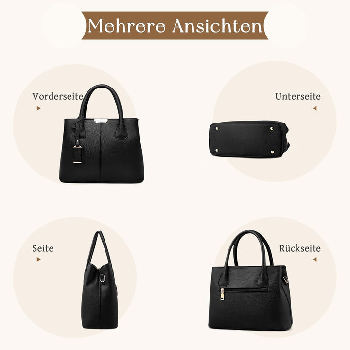 VARLIVOO Elegant Damen Handtasche Schultertasche Frauen Umhängetasche Taschen Shopper Wasserdicht PU