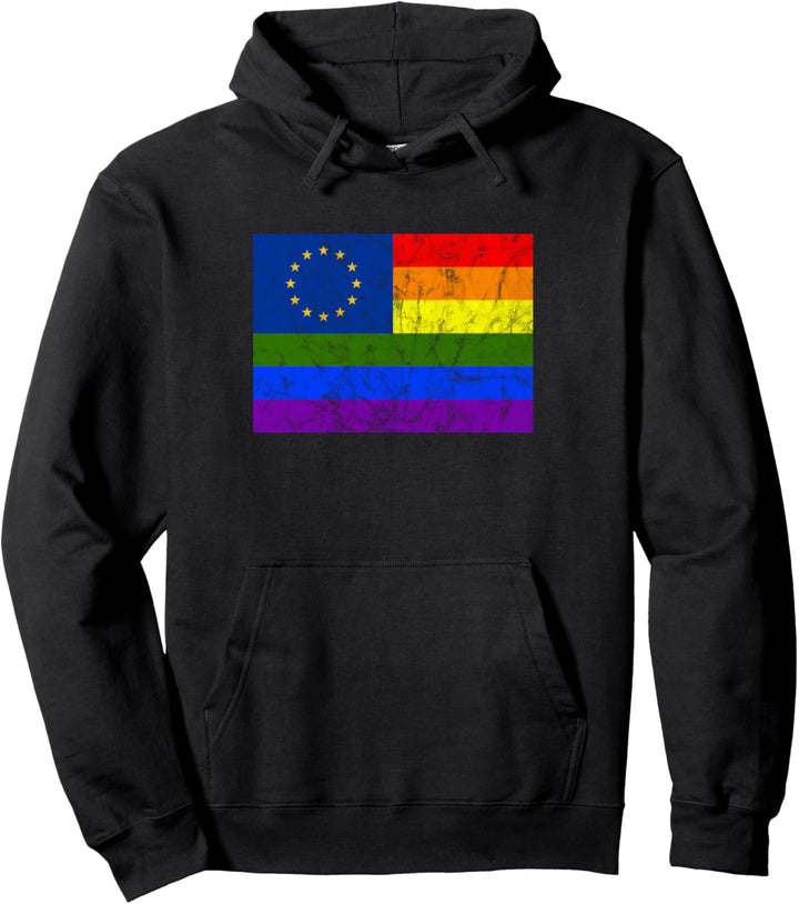 Gay Pride, Regenbogen Fahne Flagge, Europa Sterne, EU Symbol Pullover Hoodie