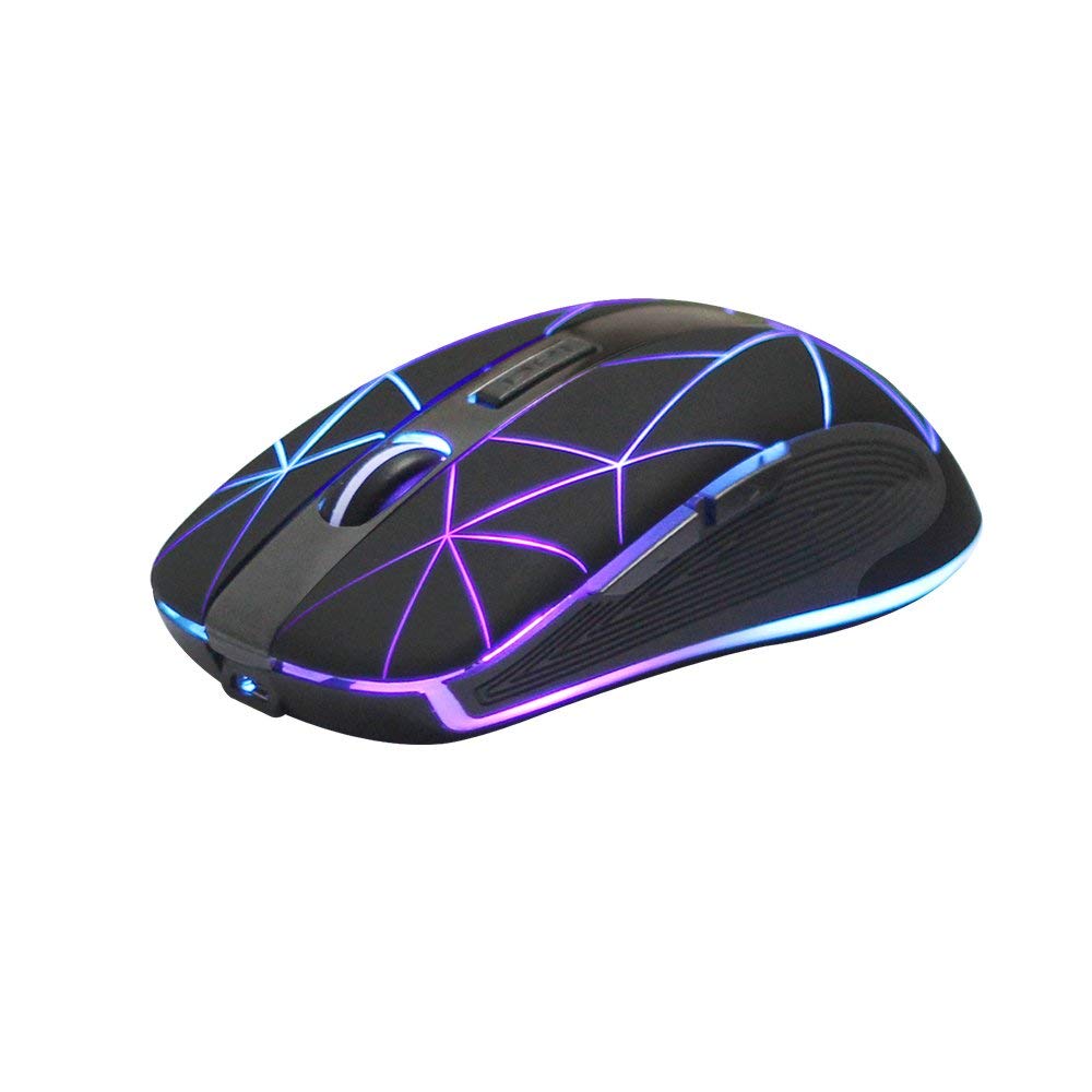 Rii Gaming RM200 Wireless - Drahtlose Gaming Maus, 1600 DPI, 5 Tasten, wiederaufladbar, mit bunten L