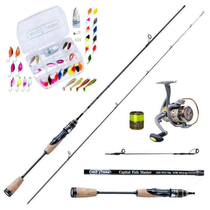 Modernes Angelset Ultralight sofort einsatzbereit ! Capital Fish Master 180cm UL-Carbonrute + Angelr
