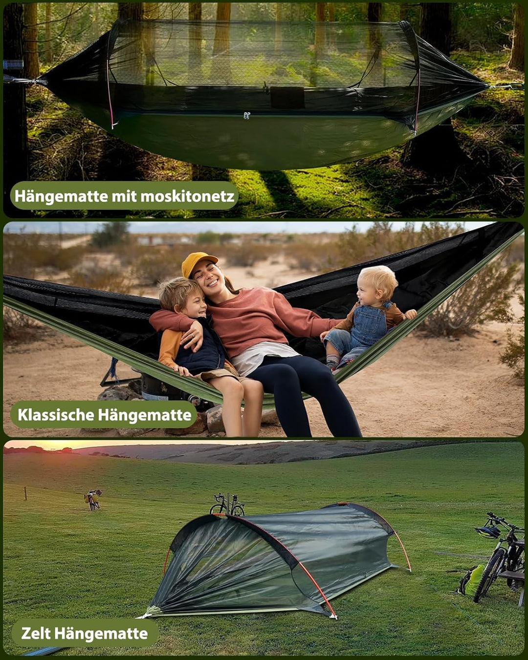 COVACURE Hängematte Outdoor Hängematte mit Moskitonetz - 200kg Belastbarkeit für 2 Personen 270 x 14