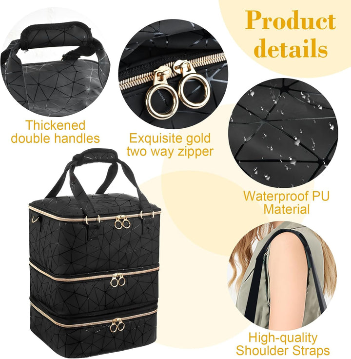 Nagellack Aufbewahrung, Tasche Organizer Gross für 84 Nagellack, Kosmetiktasche für Nageldesign Zube