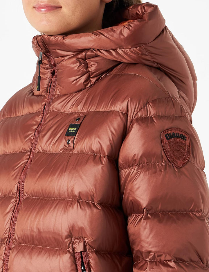 Blauer Damen Kurze Jacke mit Federöffnung, Ohne Pellic Steppjacke, 467cz Rost, Dunkel Int. Kürbiscre
