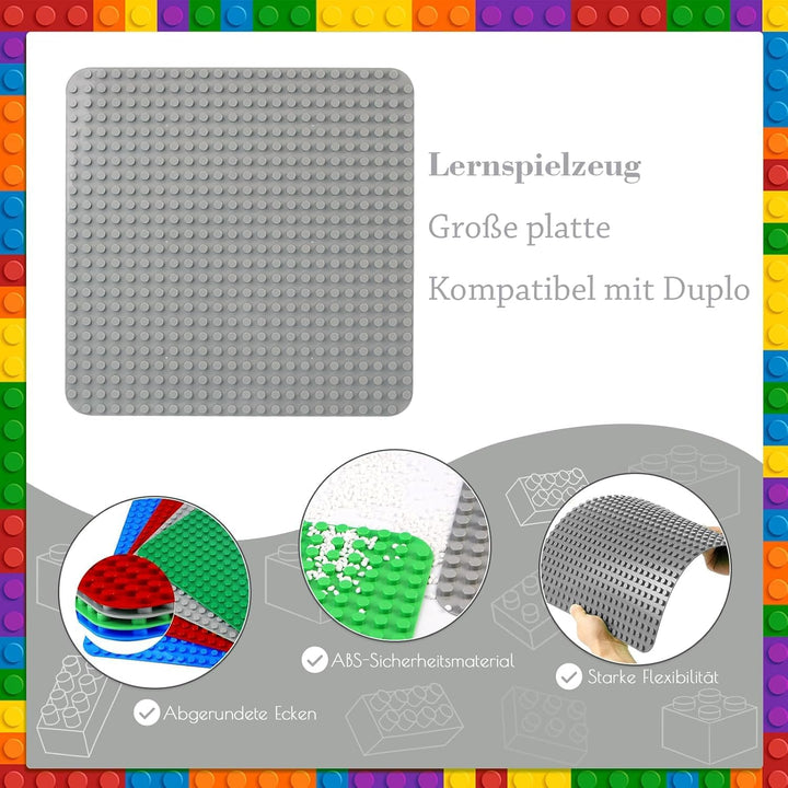 grosse Platte Kompatibel mit Lego Duplo, 38 x 38cm grundplatte, Konstruktionsspielzeug für Mädchen u