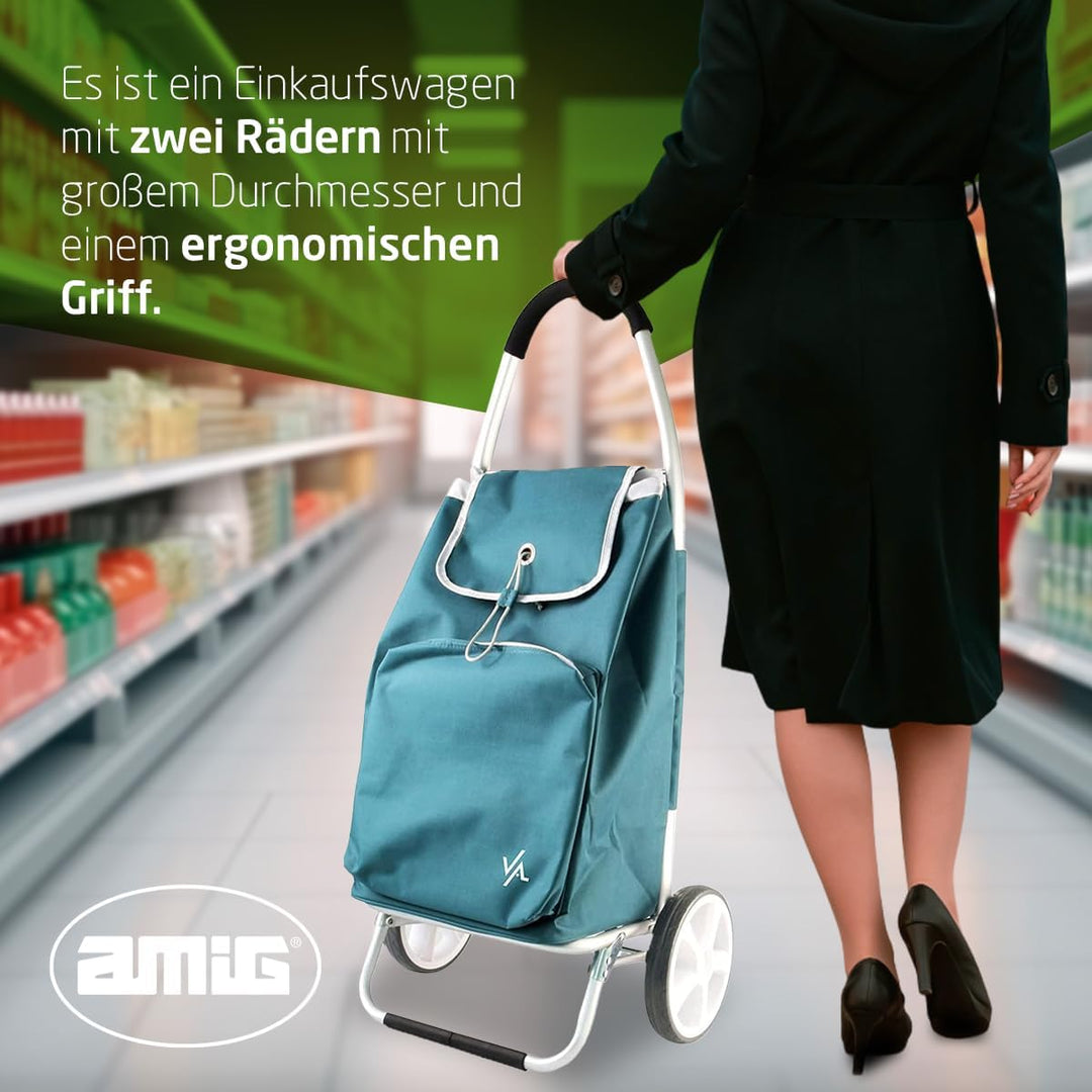 Amig - Einkaufstrolley | 12 x 45,5 x 95 cm | mit 2 Rädern | Thermofunktion | Fassungsvermögen 50 Lit