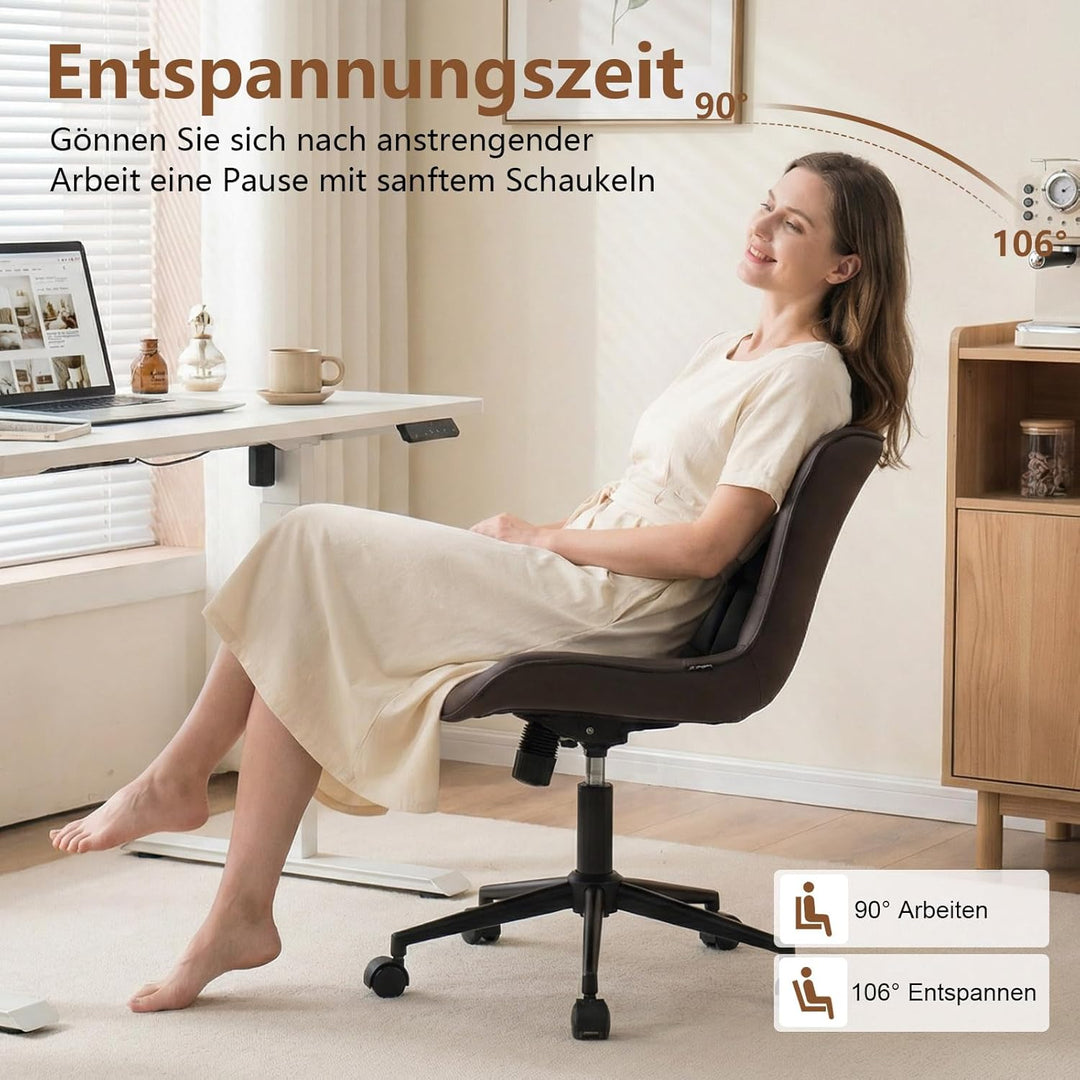 YOUTASTE Bürostuhl Ergonomischer im Fischschwanz-Design, Schreibtischstuhl Drehstuhl mit Rollen, Höh