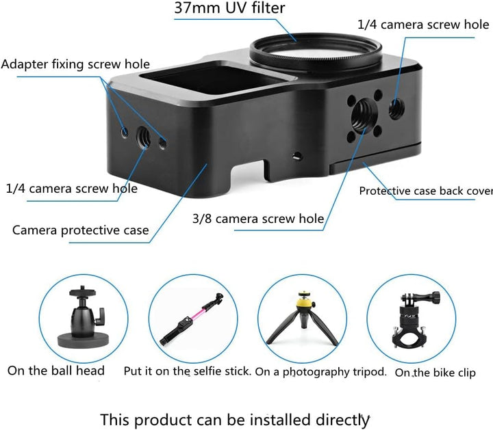 Honbobo Metall Cage Käfig für DJI Action 2, Schutz Rahmen Gehäuse + UV Filter + Base Adapter für DJI