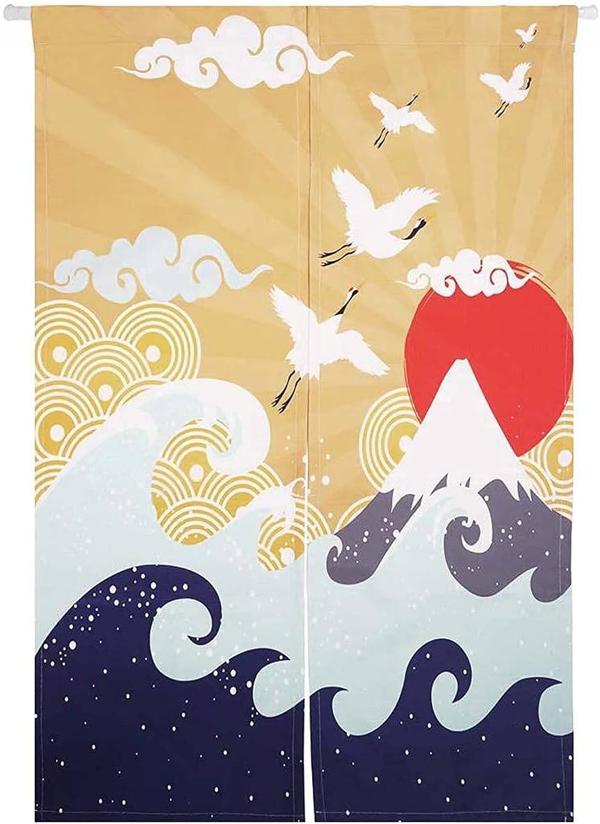 CoolChange Japanischer Türvorhang | 80x130cm | Inkl. Spannstange | Tür Noren aus Stoff | Motiv: Ukiy
