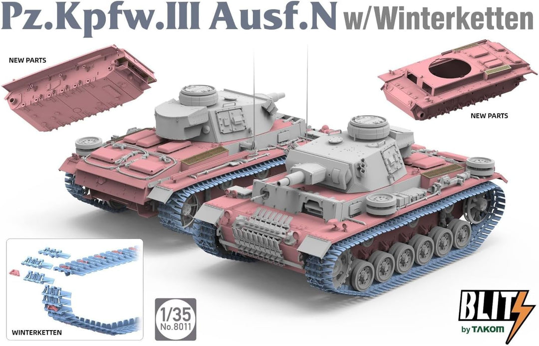 TAKOM TAK8011 Pz.Kpfw. III Ausf. N mit Winterketten Massstab 1:35 - Blitz by Plastikmodellbau
