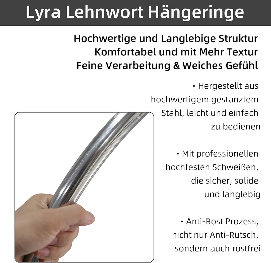 Aerial Hoop Set, Professional Aerial Lyra Hoop, 85cm/95cm/100cm 5 Grössen Edelstahl Single Point Aer