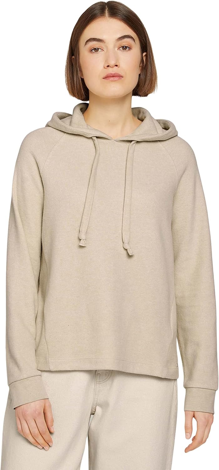 TOM TAILOR Denim Damen Basic Hoodie S 10336 - Light Cashew Beige, S 10336 - Light Cashew Beige