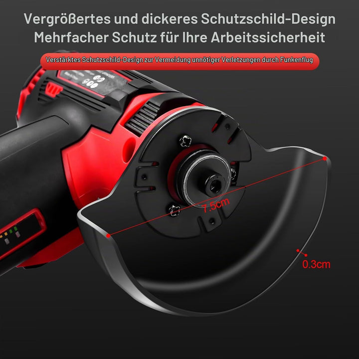 3-Zoll Akku Winkelschleifer Set, 500W 19500 U/Min 76mm Mini-Elektrowinkelschleifer, Wiederaufladbare