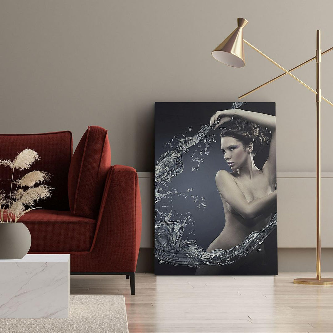 Bilder auf Leinwand 55x100cm Leinwandbild mit Rahmen Weiblich modell posieren schön Gross Wanddeko B