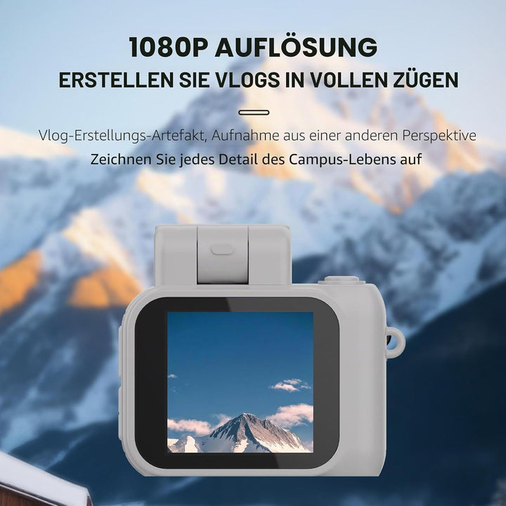 Mini Retro Kamera1080P with 32GB Card Mini Digitalkamera Analog Kamera Kreative Geschenke（Weiss）, We