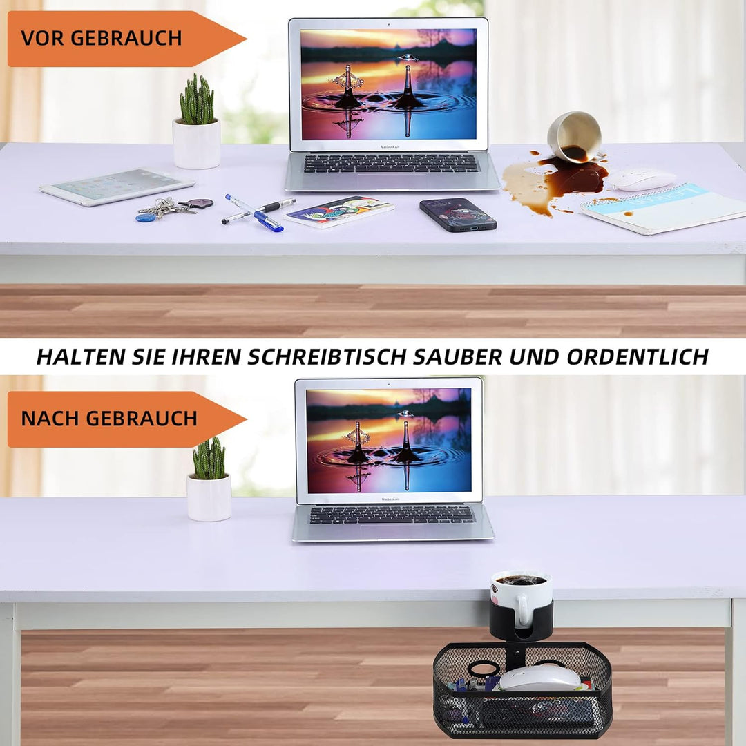 AnExer Unterbau Schublade Büro Organizer 360 Drehbar, Schreibtisch Organizer mit Auslaufsichere Bech