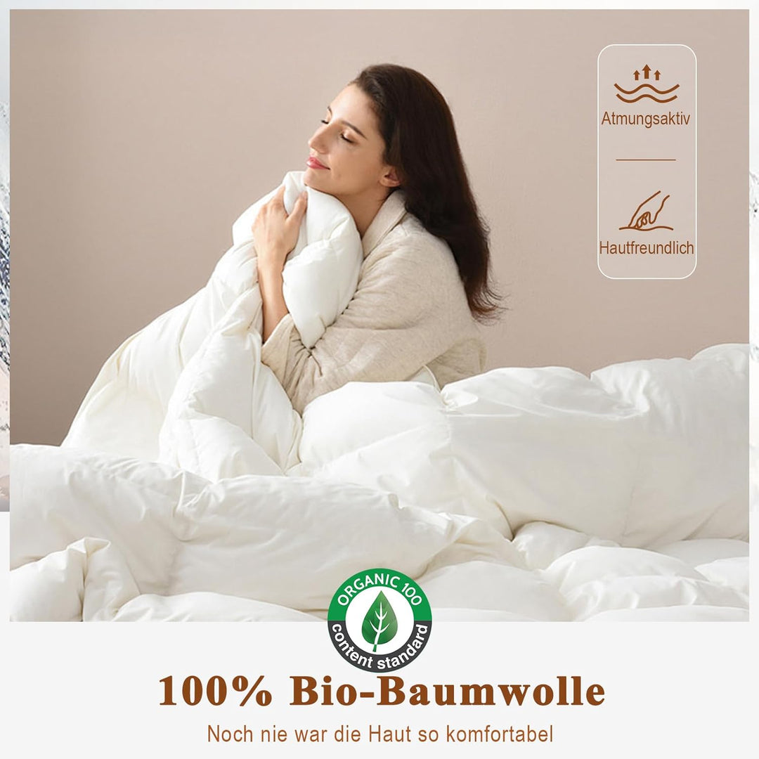 APSMILE Daunendecke 135x200cm - Ganzjahresdecke 135x200, Bettdecke mit 75% Daunen und 25% Federn, Wä