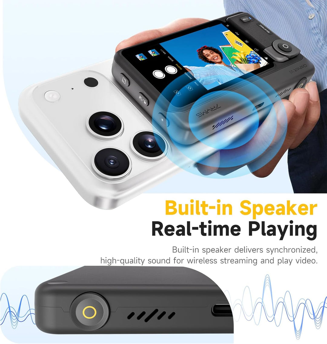 7RYMS Qshot V2 Kabelgebundener Selfie-Monitor für iPhone 17/16 & Android, Magnetischer Smartphone Mo