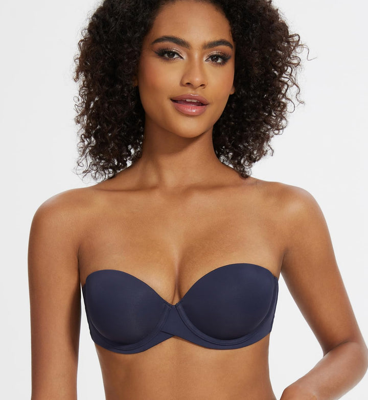 MELENECA Damen Push-Up Trägerlos BH - Bügel BH mit geformte Cups 70C Navy Blue, 70C Navy Blue