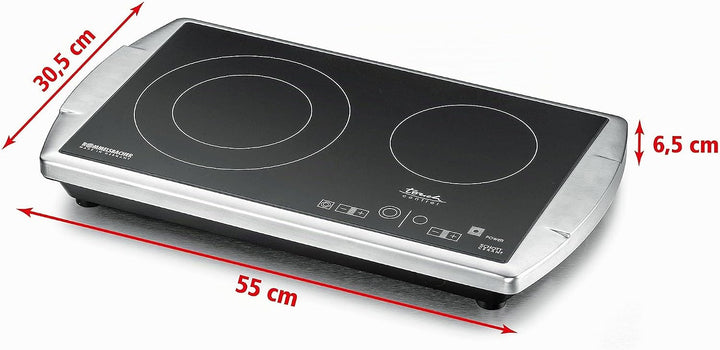 ROMMELSBACHER Doppelkochplatte CT 3403/TC – Made in Germany, Schott Ceran Kochfläche, 2 Kochzonen, e