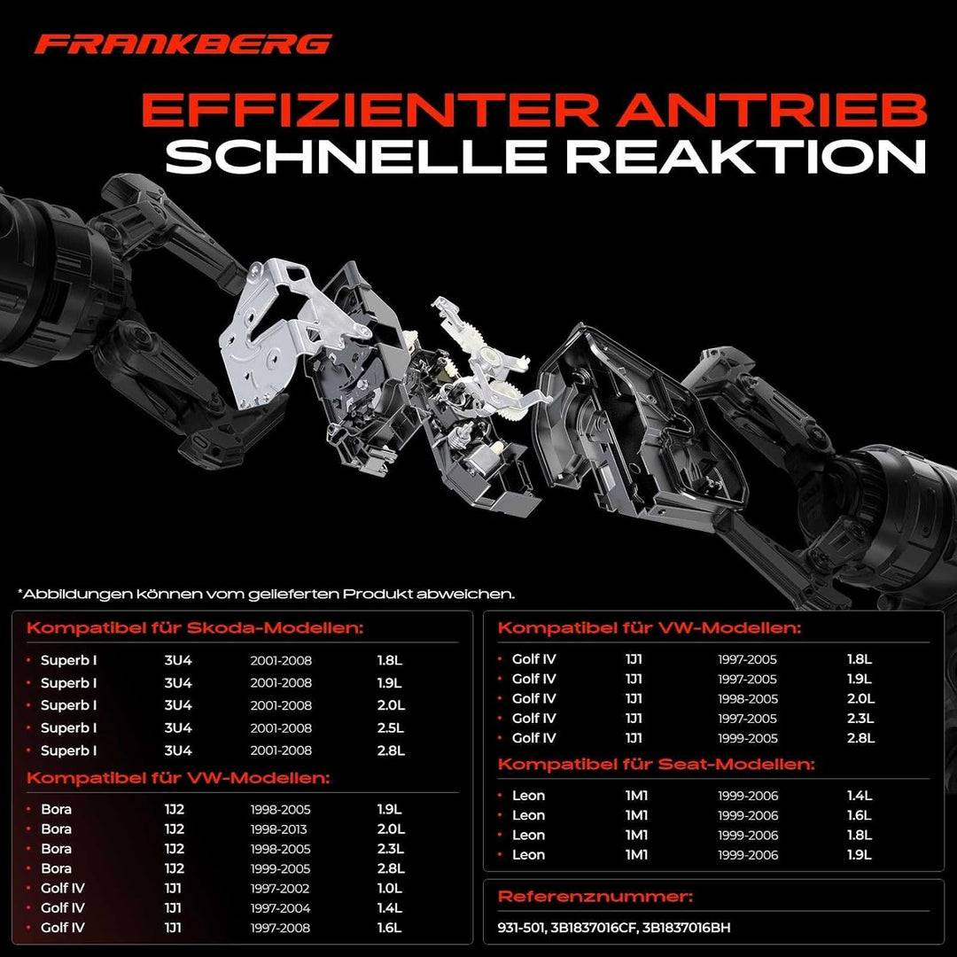 Frankberg Türschloss Stellmotor Vorne Rechts 4-Polig Kompatibel mit Leon 1M1 1999-2006 Golf IV 1J1 1