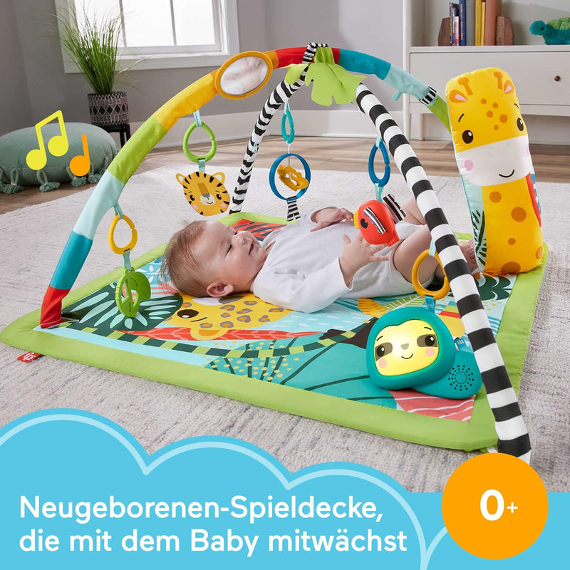 Fisher-Price 3-in-1 Rainforest Spieldecke für Babys, Spielmatte und sensorische Spielzeuge für das S