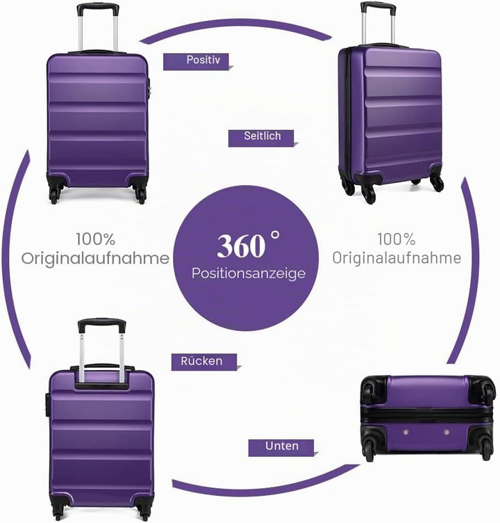 KONO Handgepäck Koffer Leicht Reisekoffer mit Rollen und TSA Schloss, Klein Koffer Trolley Handgepäc