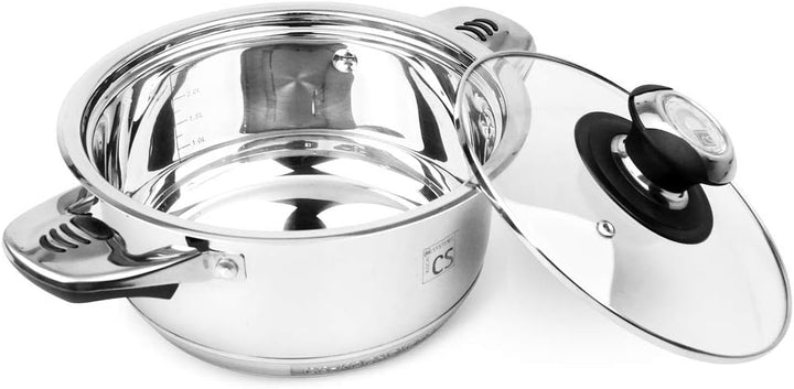 CARL SCHMIDT SOHN Schmidt Sohn Kochtopf Set Aurich 16-teilig mit Deckel Edelstahl, 065843, Silber, 2