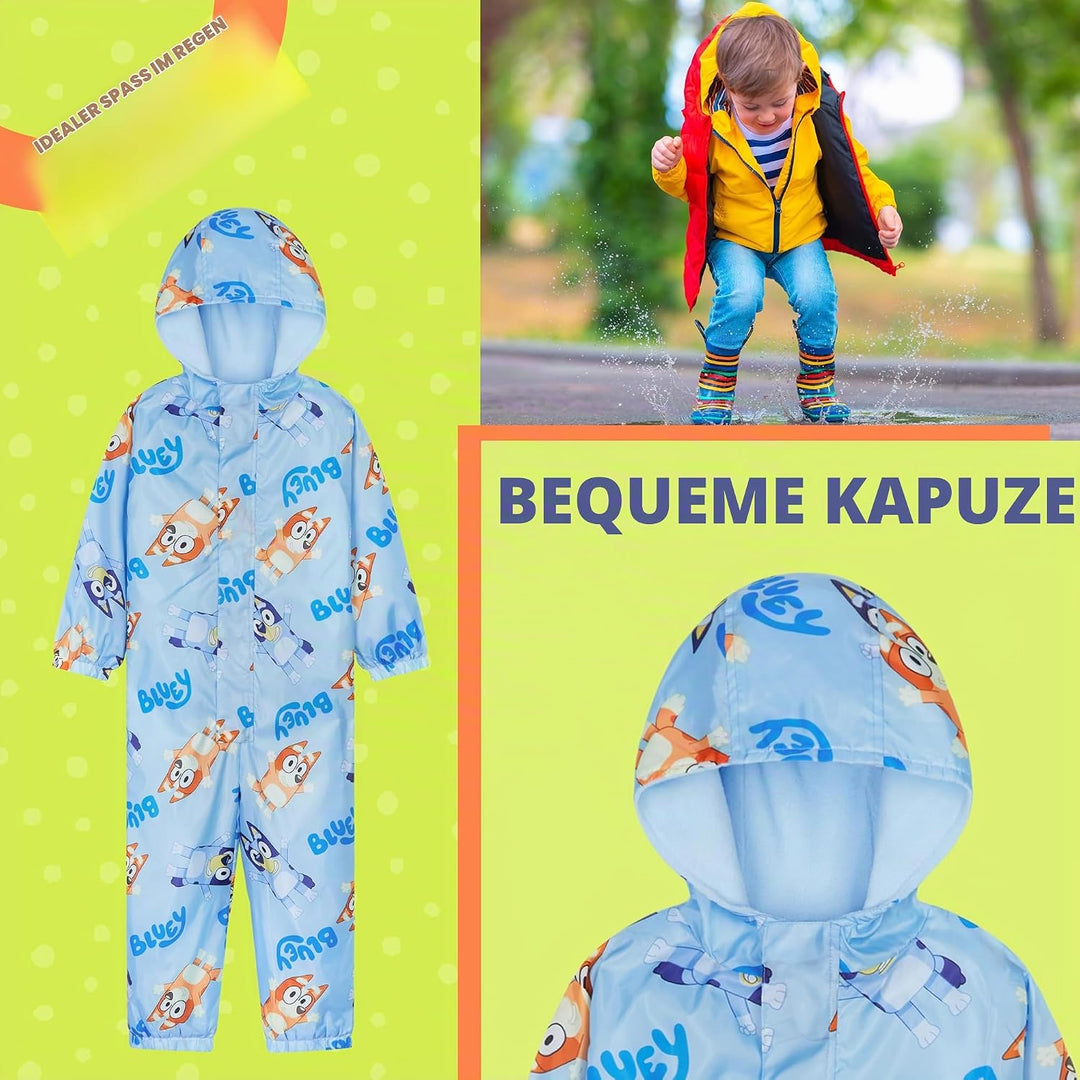BlueY Regenanzug Kinder, Wasserdichter Matschanzug Jungen mit Kapuze, Regenoverall Kinder Gefüttert