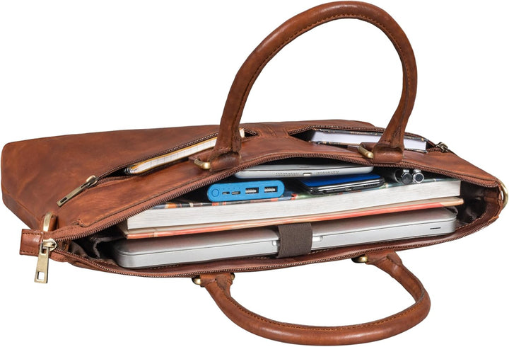 STILORD 'Bailey' Business Laptoptasche Leder 15 Zoll Gross für Arbeit Büro Meeting Vintage Notebookt