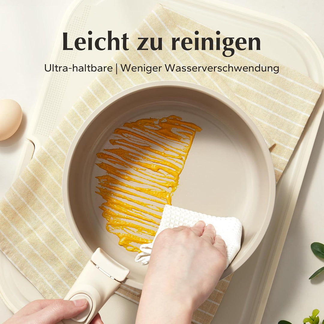 Redchef Töpfe Set mit Abnehmbaren Griffen, Antihaft Keramik Topfset 16/18/20cm und 3-IN-1 Verschluss