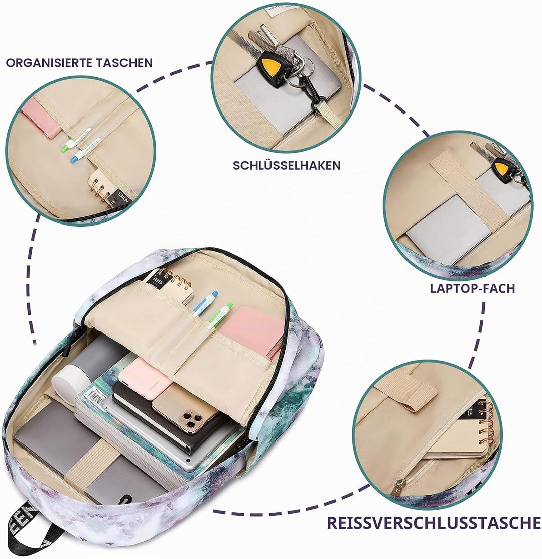 Lohol Leichter Schulrucksack für Mädchen, Kinder-Schulranzen-Rucksack mit Aufdruck (Batiken Schmette