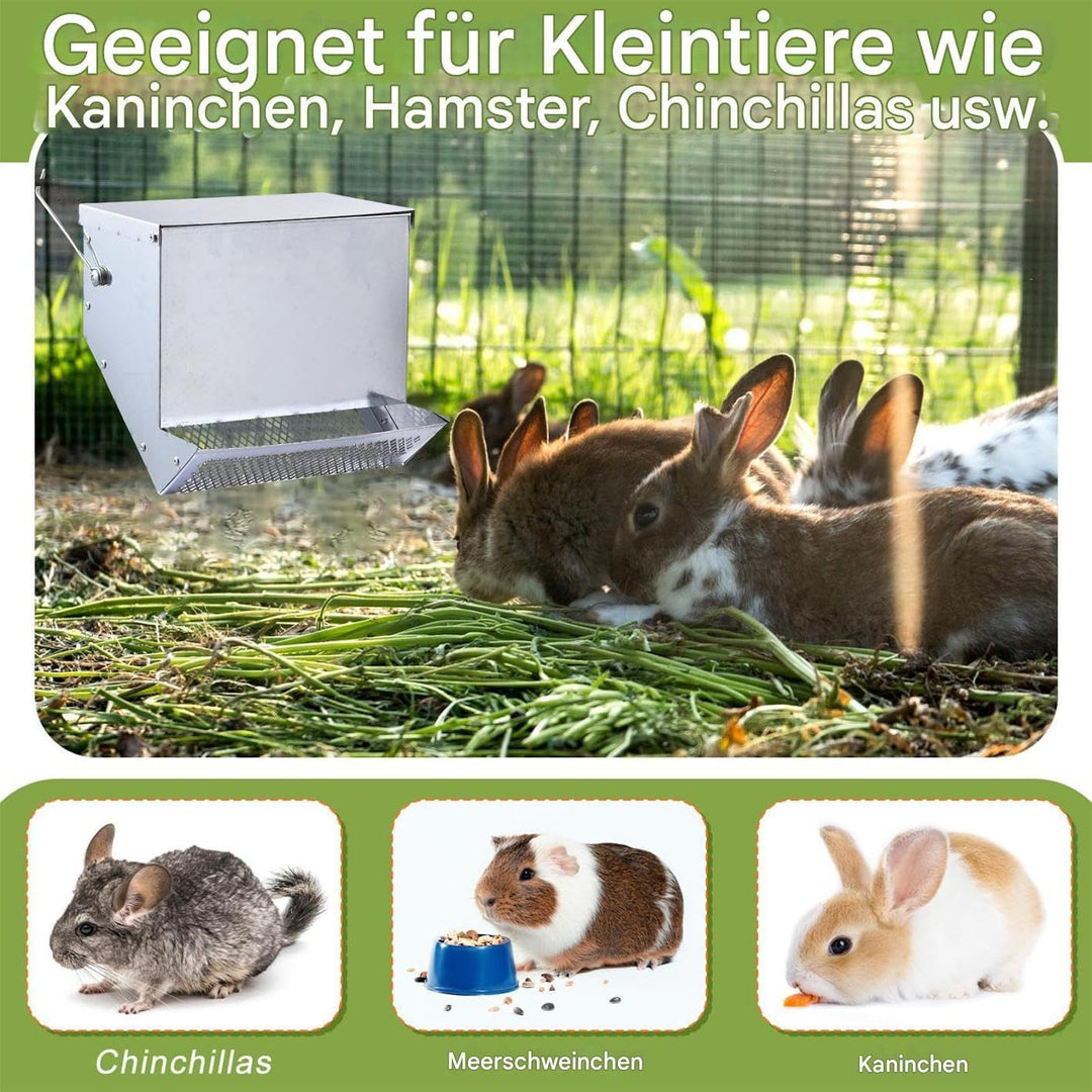 dzqad Kaninchen Futter Spender,Futterstation Mit Automatischem Deckel | Kaninchen-Heu-Futterspender,
