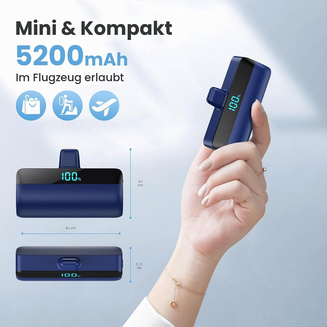 Feob Mini Power Bank 5200mAh für iPhone 17/16/15 Serie, PD Schnellladung Powerbank USB C Externer Ak